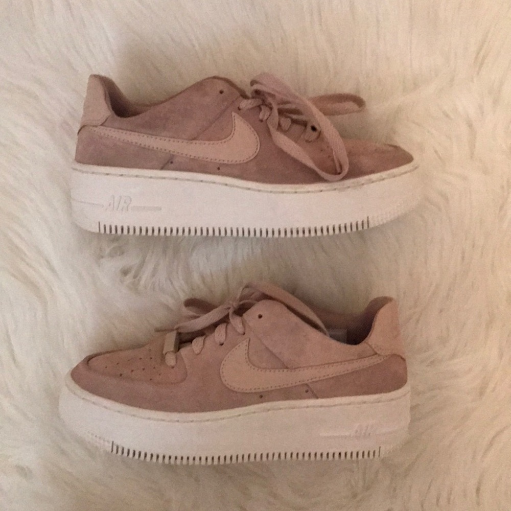 Nike Women Blush Pink Platform Air Force Ones